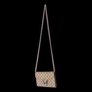 GUCCI DIONYSUS GG SUPREME CHAIN WALLET TAN